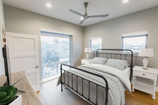Austin apartment for rent staged bedroom