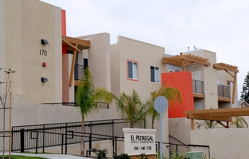 El Pedregal Apartments exterior building and wheelchair ramp