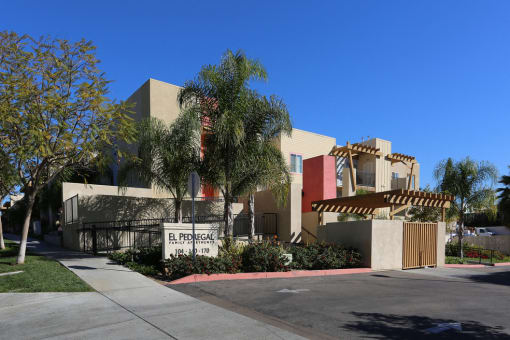 El Pedregal Apartments exterior building and sidewalk