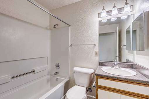 A white toilet sits next to a sink in a bathroom.