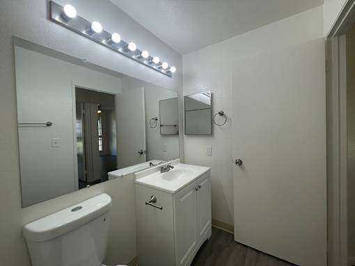 Cluster Park bathroom with a white sink and a white toilet.