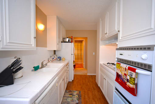 Ocean View Townhomes one bedroom one bathroom galley style kitchen view