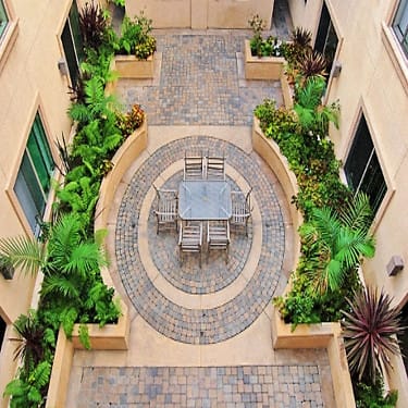 The Plaza on California Overhead Angle of Courtyard