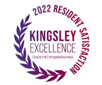 A logo for the 2022 Resident Satisfaction Awards at Kingsley Excellence.