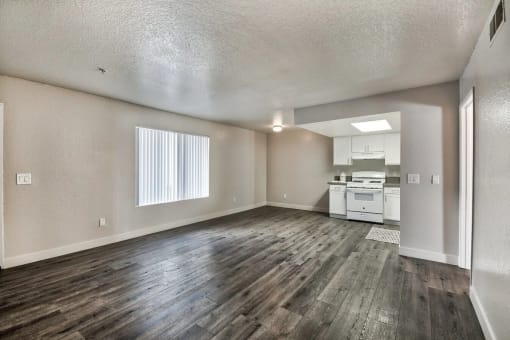 Park Tower living room and kitchen