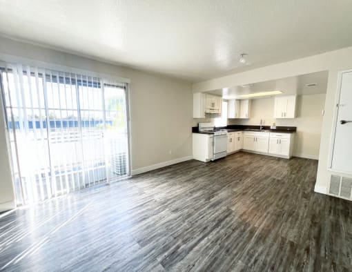 Park Tower living room with vinyl flooring
