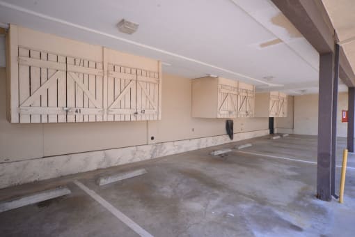 Ocean View Townhomes parking area and outdoor storage locker
