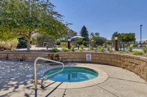 A small pool with a metal ladder.