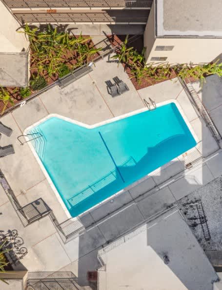 University Manor aerial view of pool