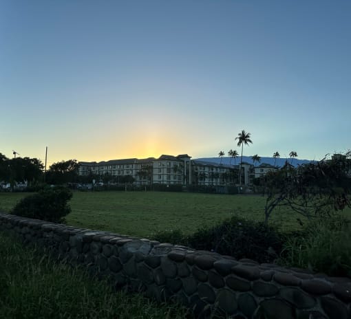 The Waterfront Apartments at sunset