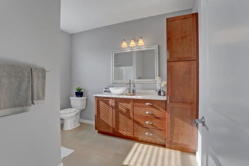 a bathroom with a sink and a toilet | Centerpointe Apartments in Camp Hill