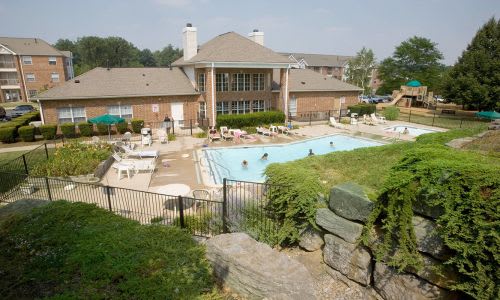 A large house with a pool in the backyard.