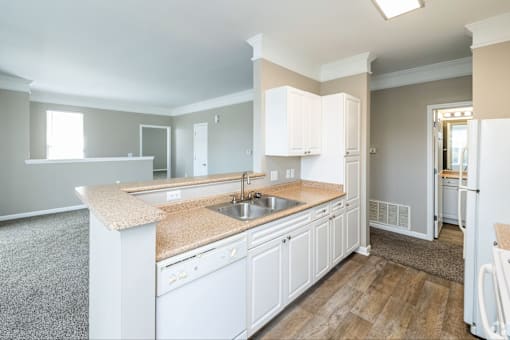 Kitchen with Cabinets at The Marlowe, Fort Wayne