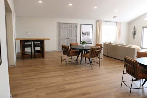 Living and dining area at The Westcott, Evansville, IN