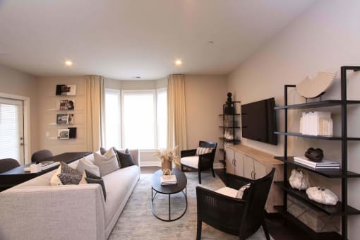 A living room filled with furniture and a flat screen tv  at Barclay Glen Apartments, New Jersey, 08094