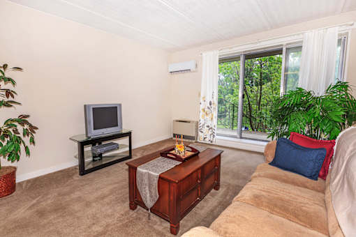 Living Room With TV at North Pointe Apartments, Clifton Park