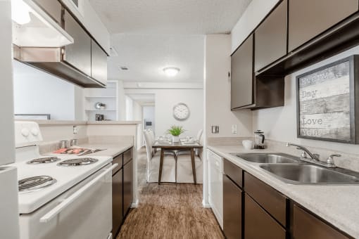 Double stainless steel sink at Walnut Hill, San Antonio
