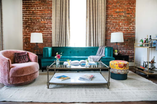 Living Room Interior at Villa Carlotta – Furnished Apartments, California