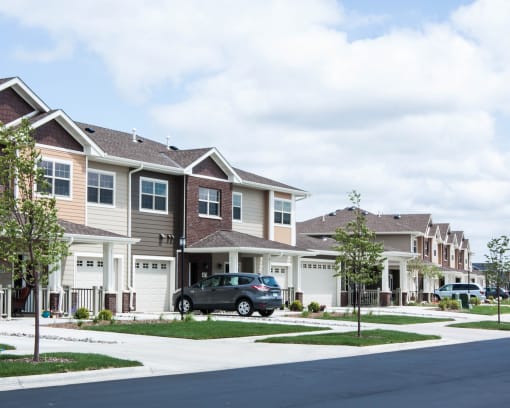 a row of houses on a street