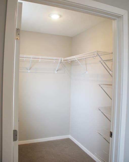 a walk in closet at the historic electric building in fort worth, tx