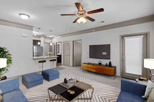 apartment living room at Stonepost Crossing Apartments, Overland Park, KS, 66213