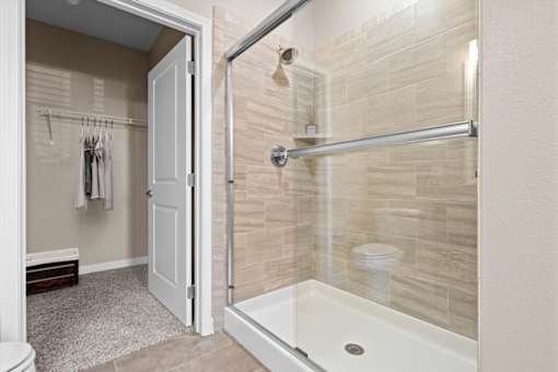 our apartments offer a bathroom with a shower at The Dorset, Kansas City, 64112