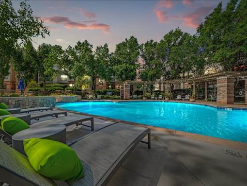 Pool View In Night at Crescent Apartment Homes, Lenexa, 66219