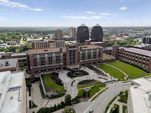 Aerial view of St. Luke’s Hospital located near The Dorset community in Kansas City