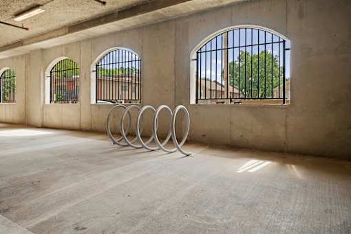 Bike racks at The Dorset located in covered parking area for convenient bicycle storage