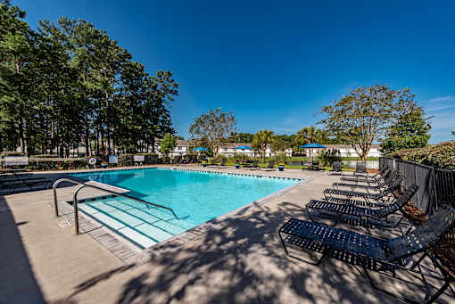 Sparkling swimming pool at Fords Pointe Apartments and Townhomes in Savannah GA