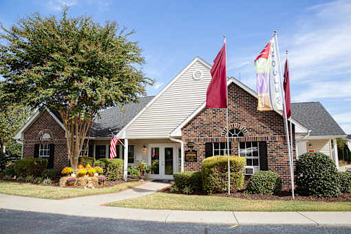 A house with a flag on the front.