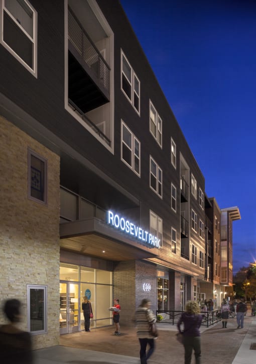 a rendering apartments at night