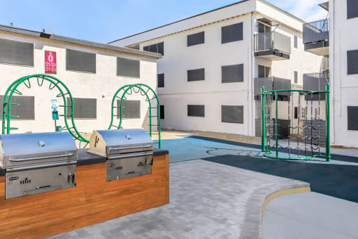 a view of the playground at the bradley braddock road station apartments