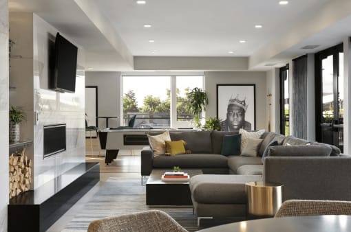 Furnished model apartment living room