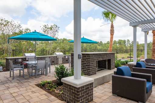fireplace underneath patio