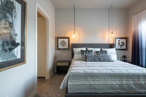 master bedroom view with lighting