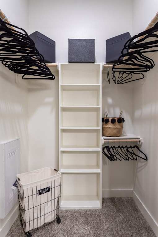 walk in closets with shelving units