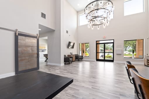 the inviting lobby at the bradley braddock road station apartments