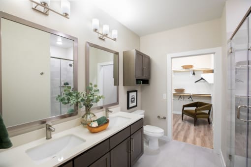 his and hers sinks master bedroom restroom