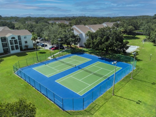 tennis courts aerial shot