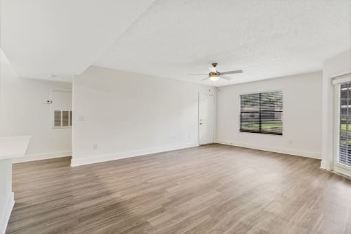 living room with vinyl wood plank flooring