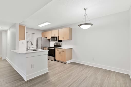 renovated apartment dining room and kitchen