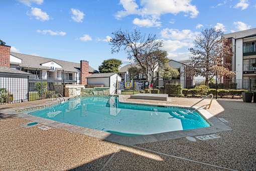 the preserve at ballantyne commons community swimming pool with apartment buildings
