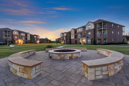 Firepit and Seating at Sunset
