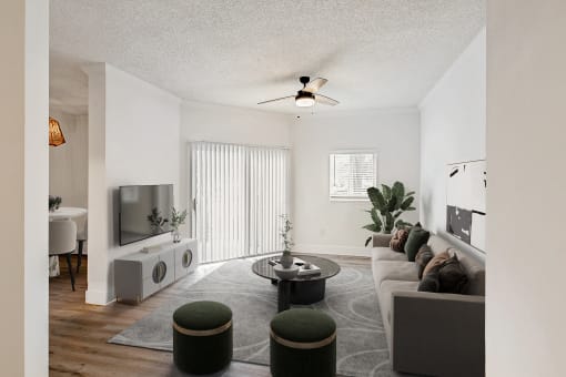 a living room with a couch and a coffee table