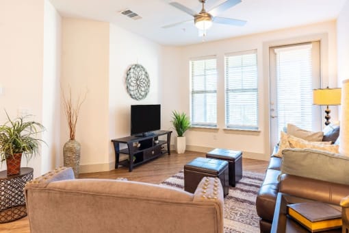 living room in modern midland texas apartment