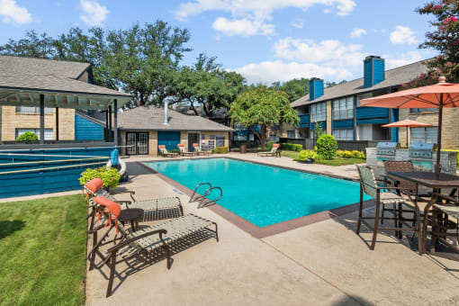 our apartments have a swimming pool and outdoor furniture