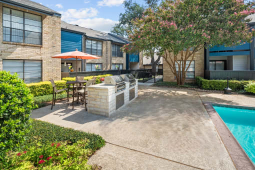our apartments have a pool and a patio