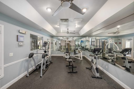 the gym at the whispering winds apartments in pearland, tx