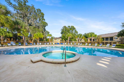 the swimming pool at the enclave apartments